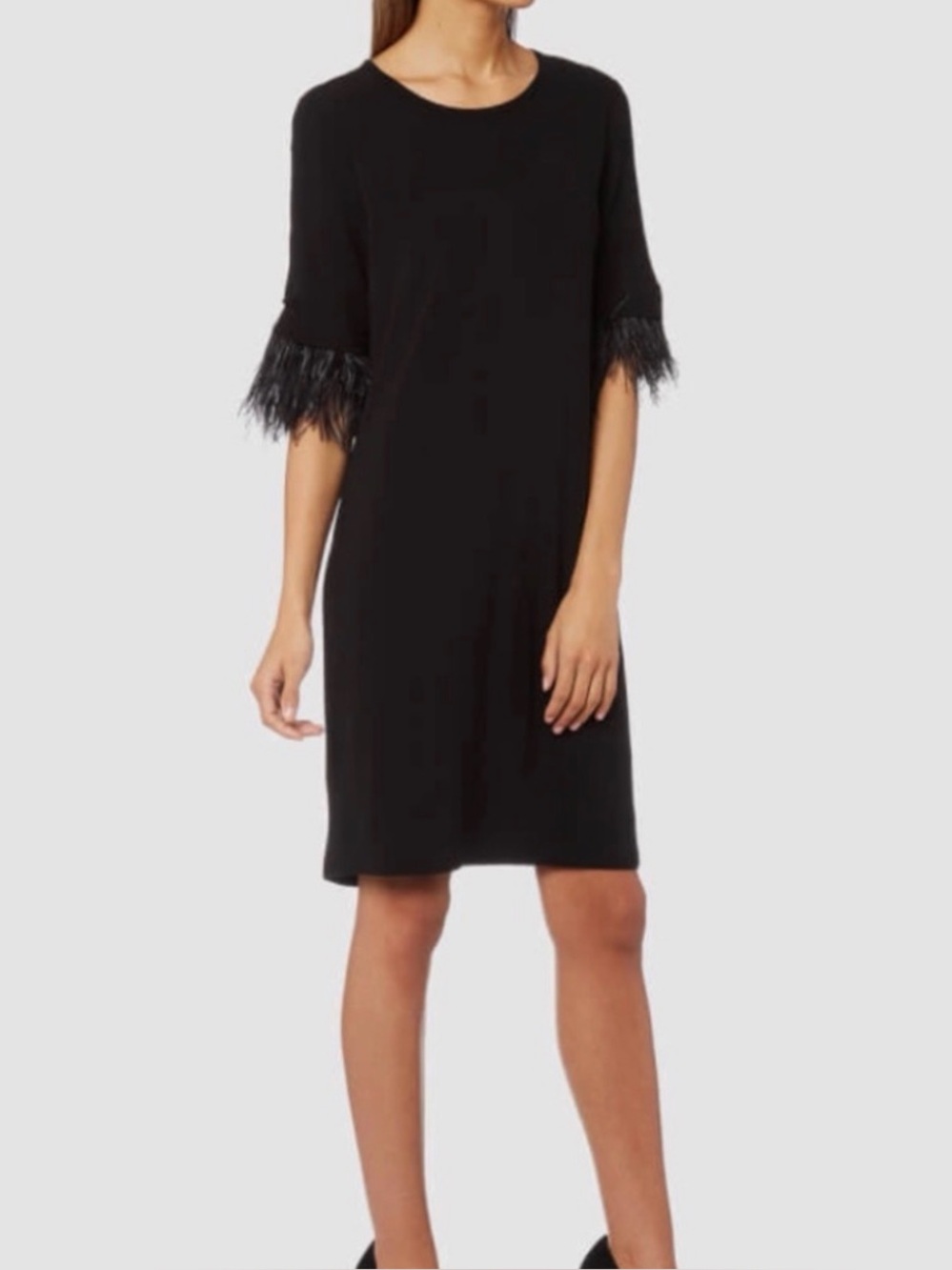 MICHAEL Michael Kors Small Black Feather Trim Mini Dress by